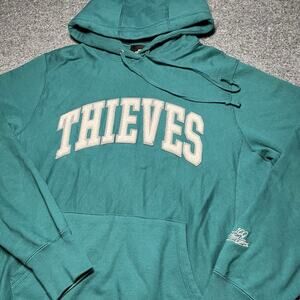 100 Thieves Hoodie Mens Medium Teal Blue Sweatshirt Pullover Fleece Cotton